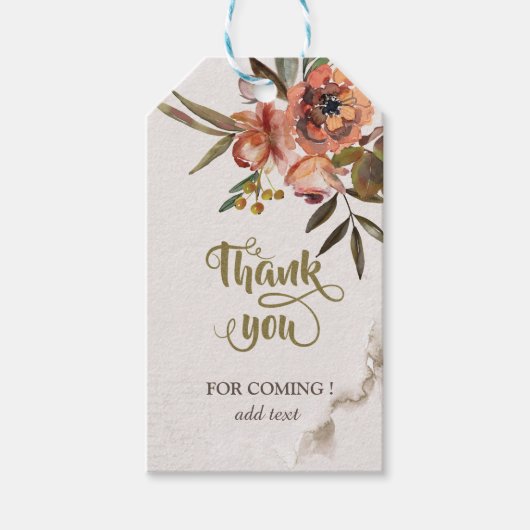 Aquarel Herfst Bloemen Cadeaulabel (Voorkant)