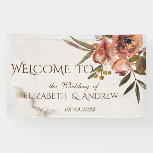 Aquarel Herfst Bloemen Spandoek (Horizontaal)