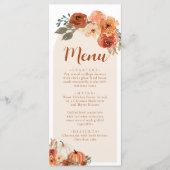 Aquarel Herfst Bloemige Roestige Pompoen Diner Menu (Voorkant)