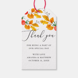Aquarel herfst bosrand gebladerte trouw bedankt cadeaulabel