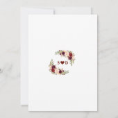 Aquarel Herfst Bourgogne Rode Bloemen Bruiloft Kaart (Achterkant)