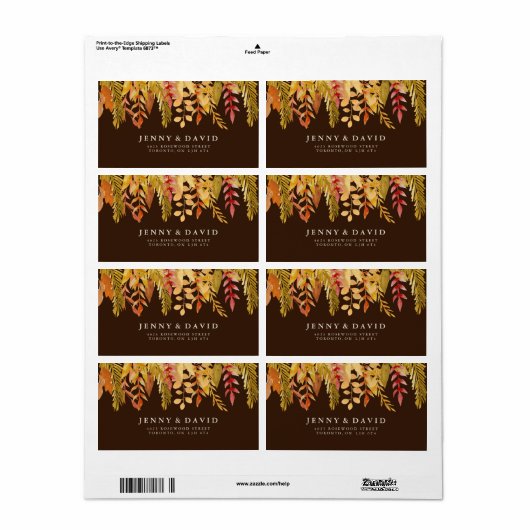 Aquarel Herfst Bruiloft Adresetiketten Etiket (Full Sheet)