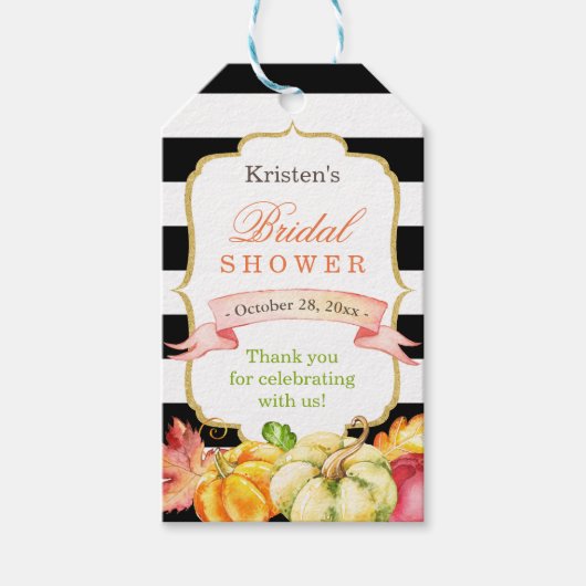 Aquarel Herfst Bruiloft Bruidsmeisjuitnodiging Bed Cadeaulabel (Voorkant)