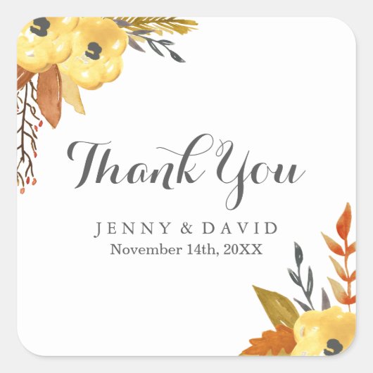 Aquarel Herfst Dank u Stickers (Voorkant)