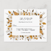 Aquarel Herfst Geel & Wit Bloemen Frame Uitnodiging Briefkaart (Voorkant)