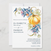 Aquarel Herfst Pompoen Trouw Uitnodiging (Voorkant)