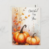 Aquarel Herfst Pompoenen Dankbaar Briefkaart (Voorkant / Achterkant)