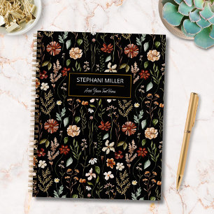 Aquarel Herfst Wilde Bloem Tuin Bloemmotief Notitieboek