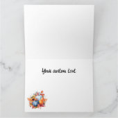 Aquarel herfst zonnebloem & blauwe pompoenen kaart (Binnen)