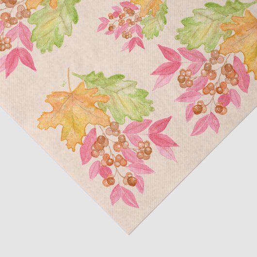 Aquarel Herfstbladeren en Bessen Papier (Detail)