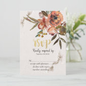 Aquarel herfstbloemen RSVP uitnodiging (Staand voorkant)