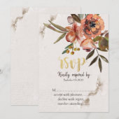 Aquarel herfstbloemen RSVP uitnodiging (Voorkant / Achterkant)