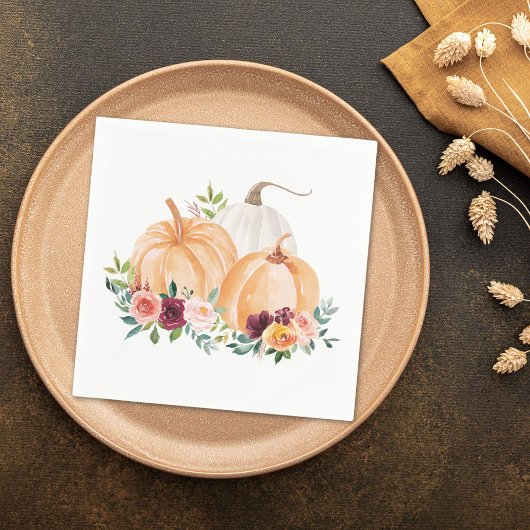 Aquarel Herfstpompoenen en Boho Bloemen Servet