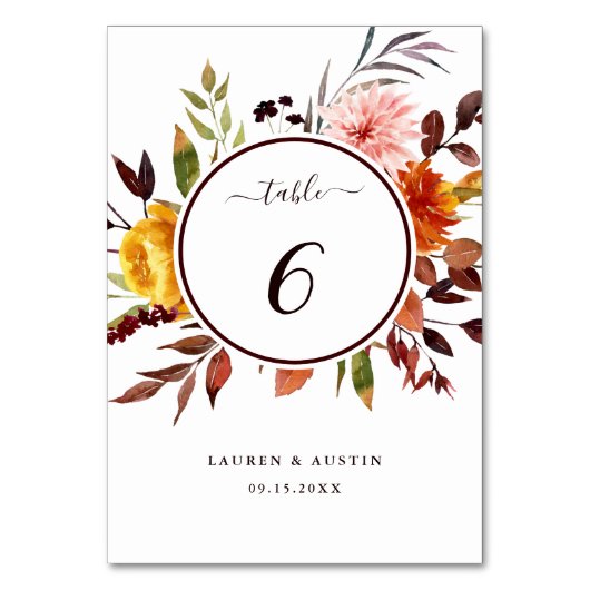 Aquarel herfsttrouw kaart (Achterkant)