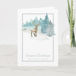 Aquarel herten in bomen Kerst Winter scène Kaart