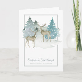 Aquarel herten in bomen Kerst Winter scène Kaart