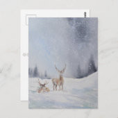 Aquarel Herten Kerst Briefkaart – Feestelijk (Voorkant / Achterkant)