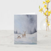 Aquarel Herten Kerst Kaart (Gele Bloem)