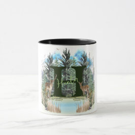 Aquarel Herten Persoonlijk Monogram Letter H Mok