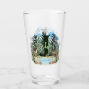 Aquarel Herten Persoonlijk Monogram Letter J Glas