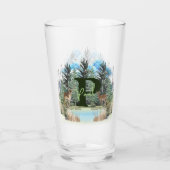 Aquarel Herten Persoonlijk Monogram Letter P Glas (Achterkant)