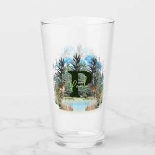 Aquarel Herten Persoonlijk Monogram Letter P Glas