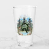 Aquarel Herten Persoonlijk Monogram Letter Q Glas (Achterkant)