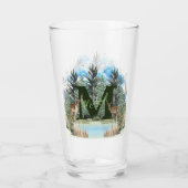 Aquarel Herten Persoonlijke Monogram Letter M Glas (Achterkant)