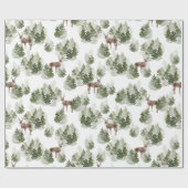 Aquarel Herten Winter Bos Cadeaupapier (Vlak)