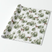 Aquarel Herten Winter Bos Cadeaupapier (Uitgerold)
