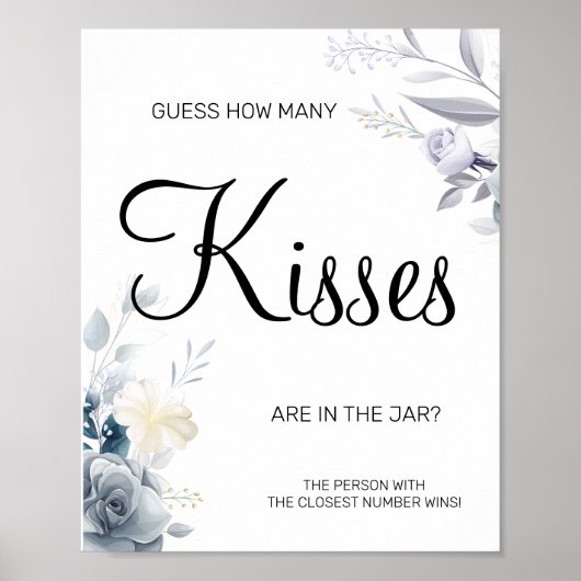 Aquarel Hoeveel kusjes Bruidsdouche spelbord Poster (Voorkant)