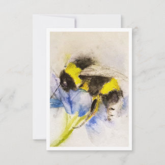 Aquarel Hommeltje op Blauwe Bloem Briefkaart