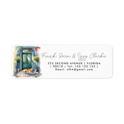 aquarel hond huisdier voordeur elegante bruiloft etiket (Voorkant)