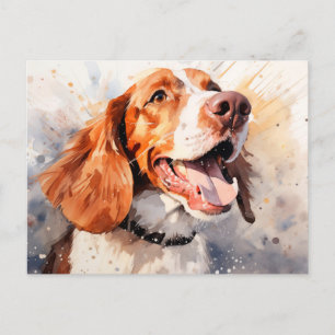 Aquarel Hond Kunstprint Gelukkig Briefkaart