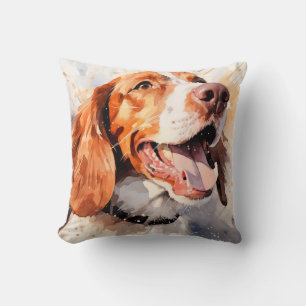 Aquarel Hond Kunstprint Gelukkig Kussen