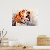Aquarel Hond Kunstprint Gelukkig Poster (Keuken)