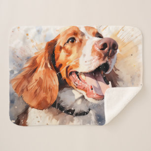 Aquarel Hond Kunstprint Gelukkig Sherpa Deken