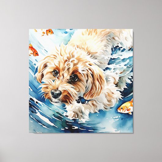 Aquarel Hond Portret Canvas Afdruk (Voorkant)