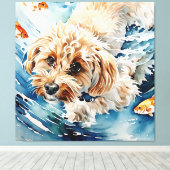 Aquarel Hond Portret Canvas Afdruk (Insitu (Houten vloer))