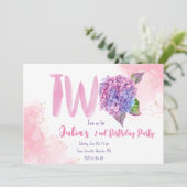 Aquarel hortensia tweede verjaardag kaart (Staand voorkant)