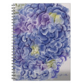 Aquarel hortensia's met naam notitieboek (Voorkant)