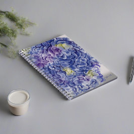 Aquarel hortensia's met naam notitieboek