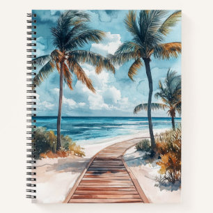 AQUAREL HOUTEN PAD NAAR DE ZEE SCÈNE NOTITIEBOEK