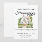 Aquarel Huis Verwarmingsfeest Uitnodiging (Voorkant / Achterkant)