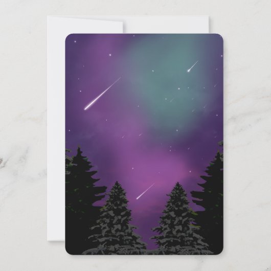 Aquarel Huwelijksuitnodiging met Vallende Sterren Kaart (Achterkant)