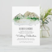 Aquarel-huwelijksuitnodiging voor Bergmeer Kaart (Staand voorkant)