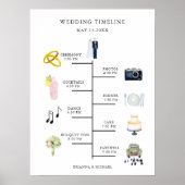 Aquarel Icoon Trouwdag Tijdschema Bord Poster (Voorkant)