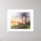 Aquarel Ierse Kasteel in Doolin County Clare Canvas Afdruk (Voorkant)