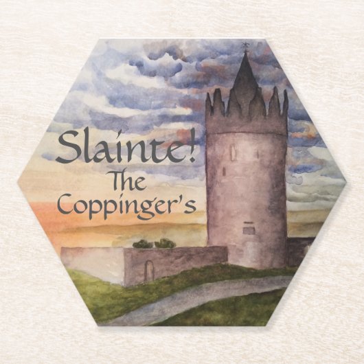 Aquarel Ierse Kasteel Slainte Onderzetter (Voorkant)