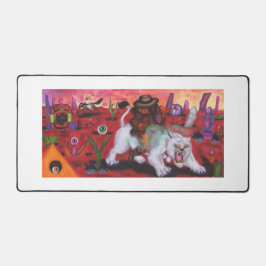 Aquarel Illustratie Jongen rijdt witte leeuwin Bureaumat